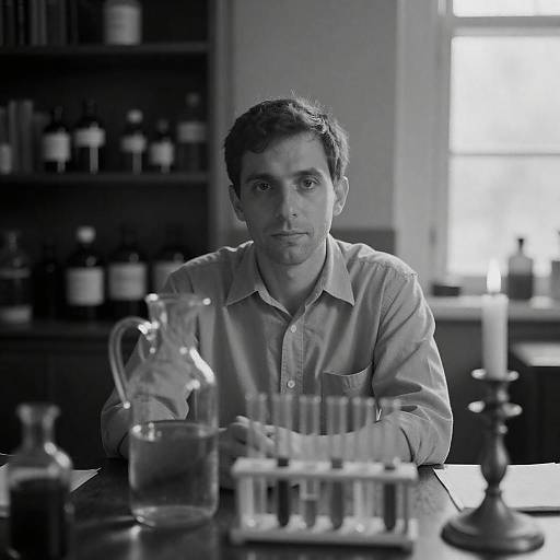 Moody Black-and-White Study Scene