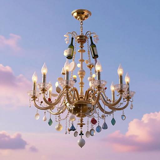 Surreal 3D Chandelier of Bottles