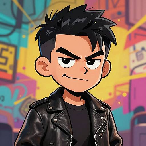 Stylish Cartoon Character with Smirk