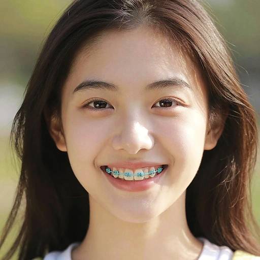Smiling Woman with Light Blue Braces