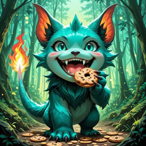 Happy Forest Sprite with Flame-Tipped Tail Happy Forest Sprite with Flame-Tipped Tail