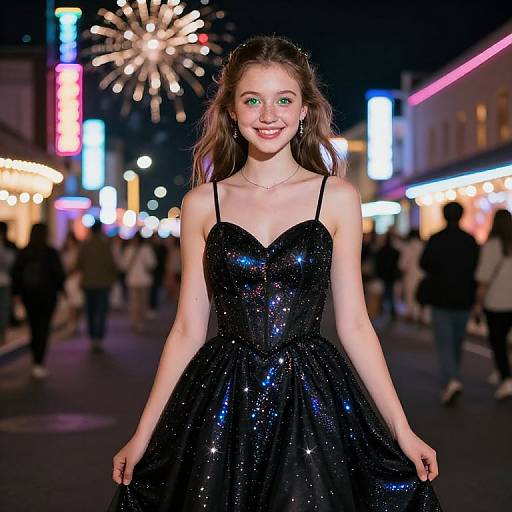 Glowing Black Sparkly Prom Dress