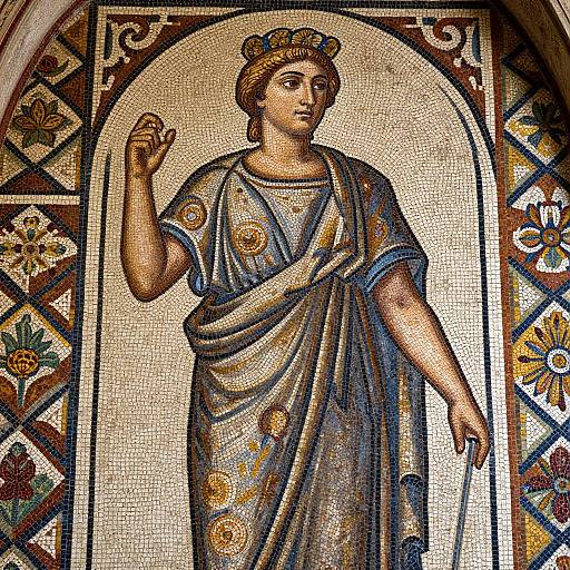 Elegant Roman Mosaic of Merchant Woman