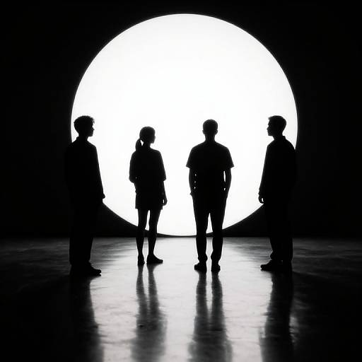 Ethereal Silhouettes Around Luminous Circle