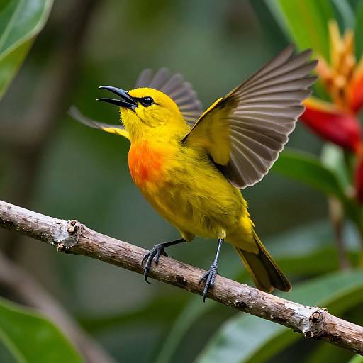 Vibrant Tropical Bird Mid-Song