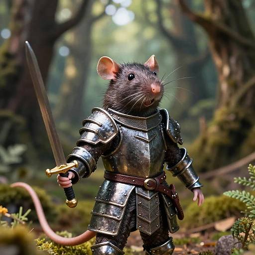 Armored Rat Warrior in Enchanted Forest
