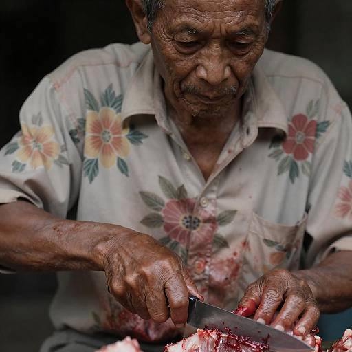 Intense Portrait of an Elderly Butcher