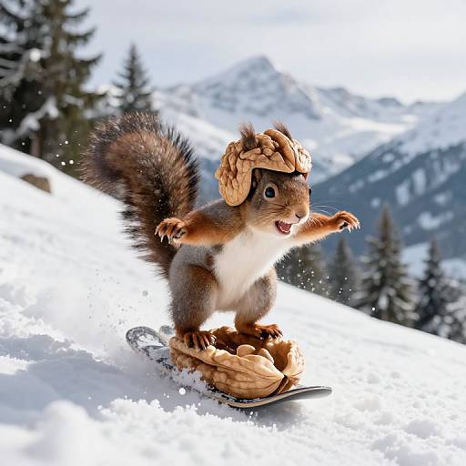 Photorealistic Squirrel Skating Downhill