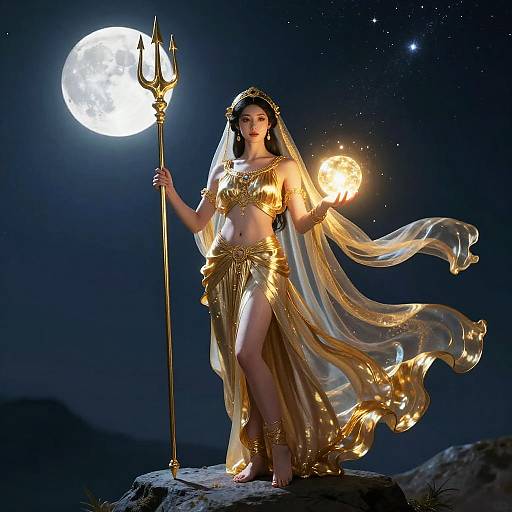 Goddess Under Starry Moonlight
