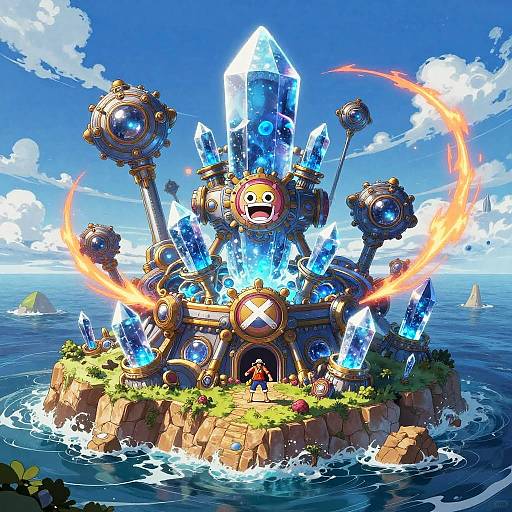 Futuristic Pirate Island With Crystals