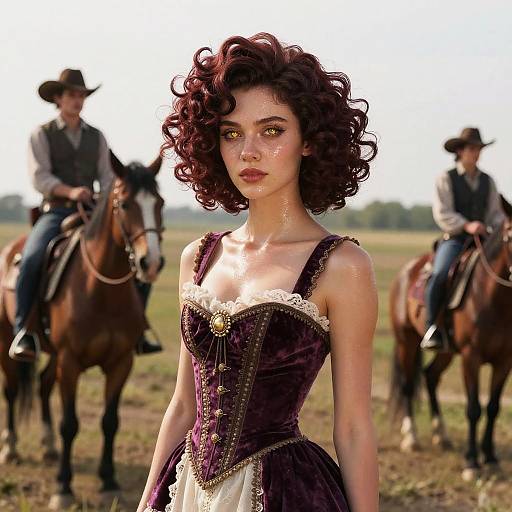 Victorian Russian Beauty in Velvet Dress