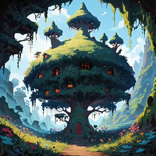 Whimsical Treehouse in Enchanted Forest