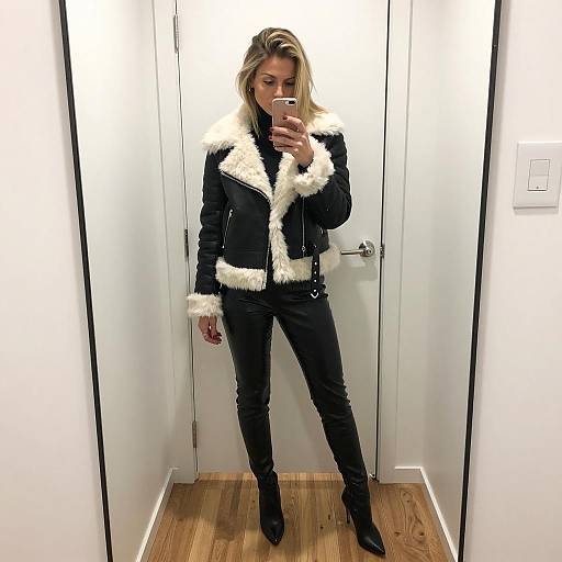 Chic Woman's Mirror Selfie in Style