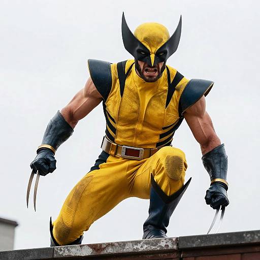 Wolverine in Yellow Ultimate X-Men Uniform on Rooftop