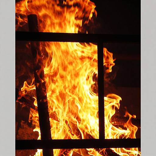Fiery Blaze Engulfing Wooden Structure