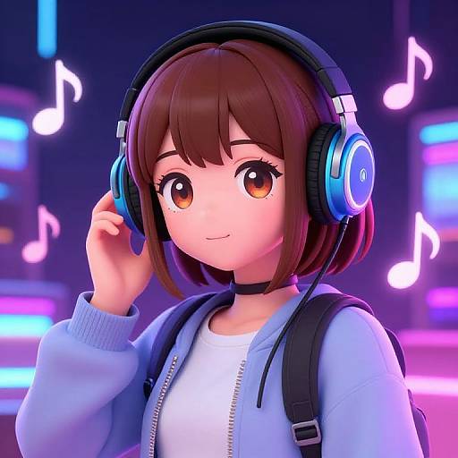 Futuristic Anime Girl with Headphones