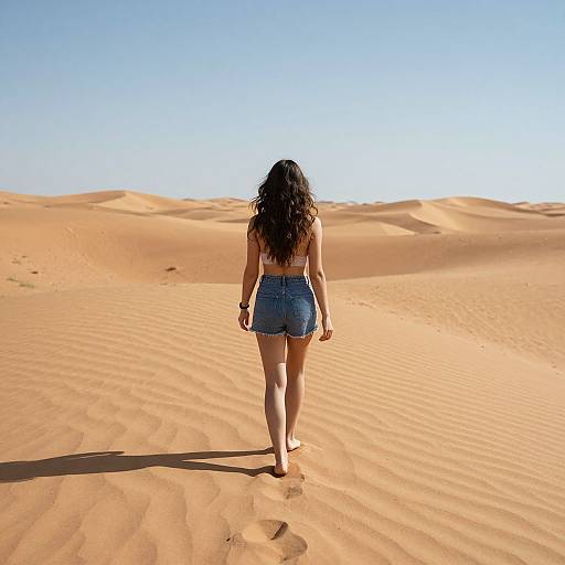 Woman Walking on Desert Sand