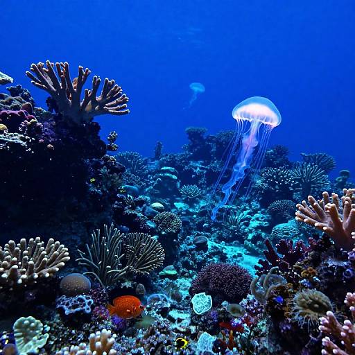Serene Bioluminescent Underwater World