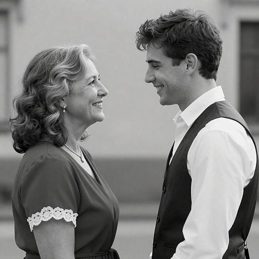 Tender Vintage Portrait: Young Man and Woman
