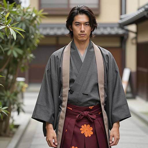 Stylish Asian Man in Urban Alley