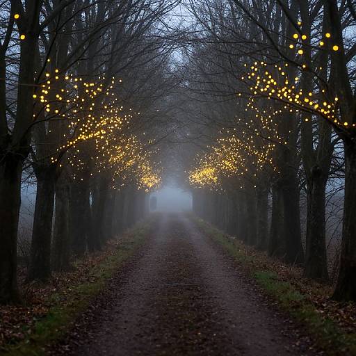 Misty Forest with Glowing Orbs