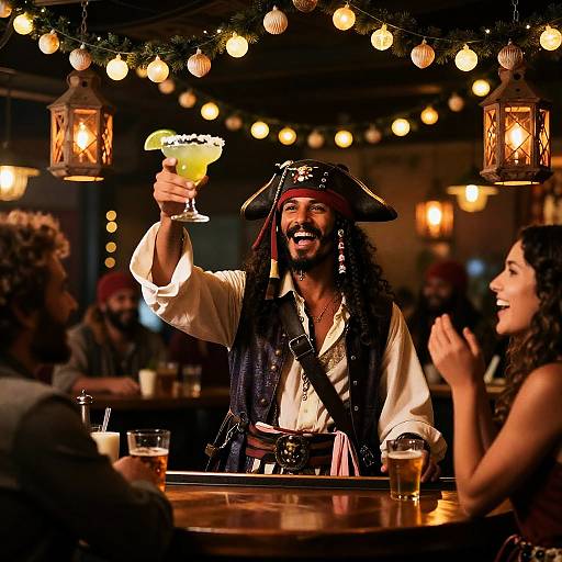 Caribbean Pirate Toast in Festive Pub