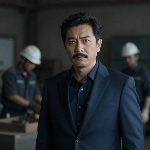 Serious Man in Industrial Setting Photo