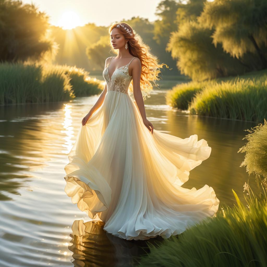 Enchanting Nymph by the Sunlit River