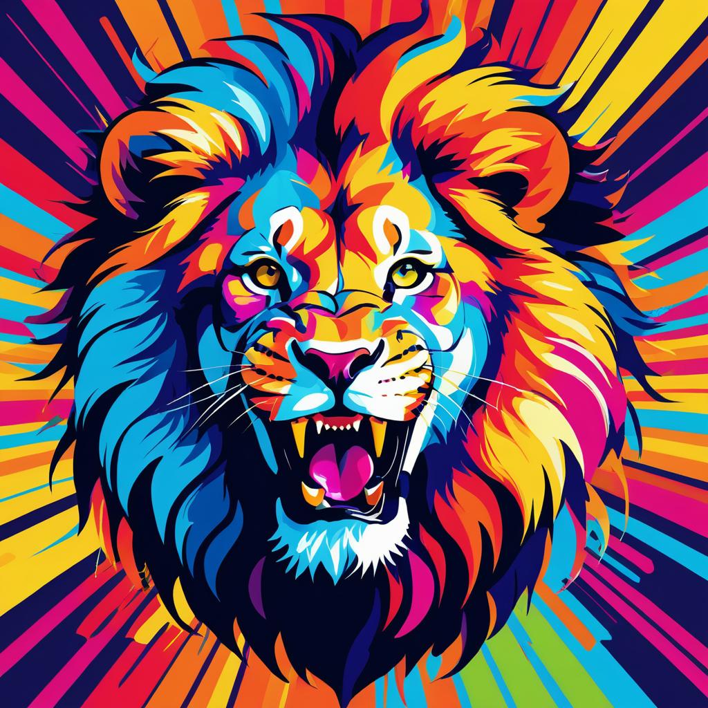 Vibrant Bold Lion Pop Art Graphic