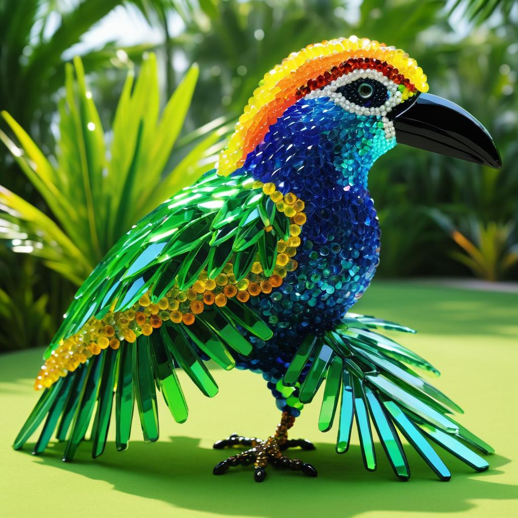 Stunning Glass Bead Tropical Bird Art