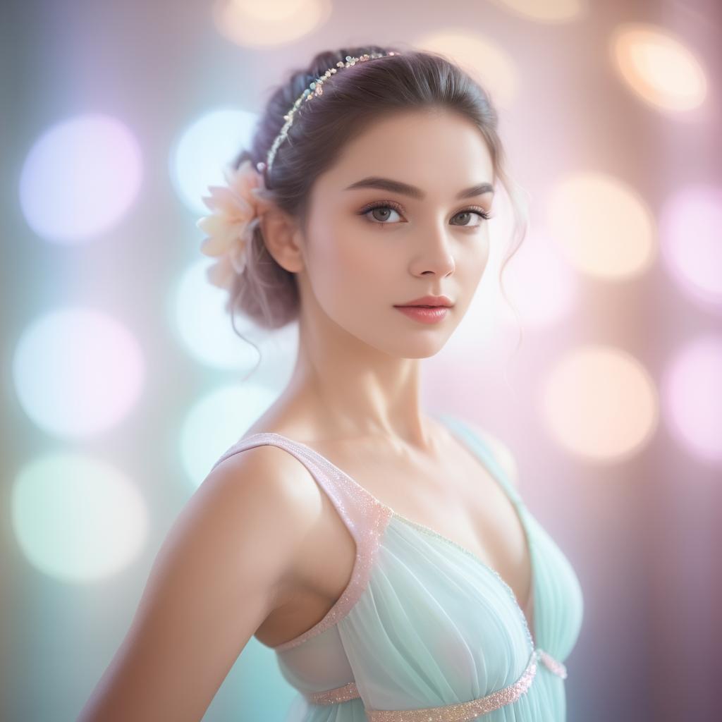 Serene Dancer in Pastel Cinematic Portrait