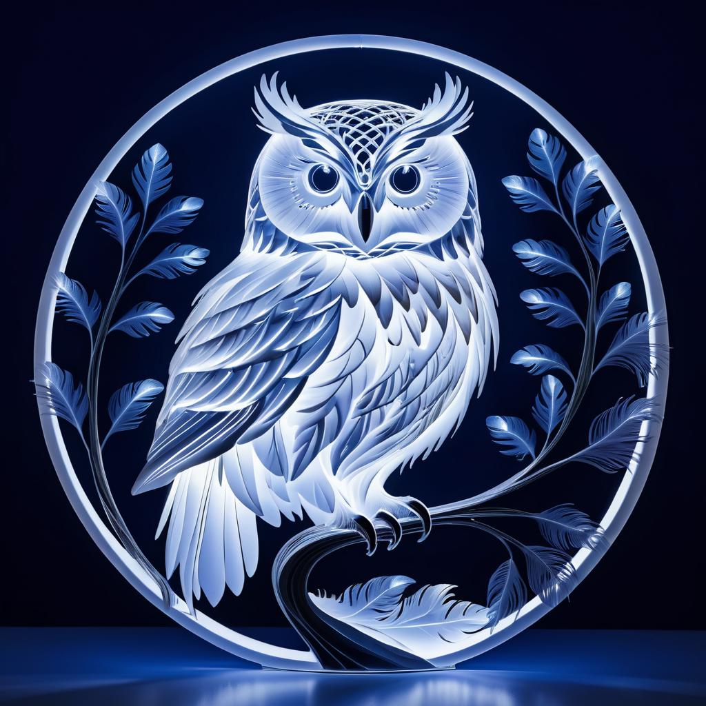 Enchanting 3D Owl Sculpture in Moonlight