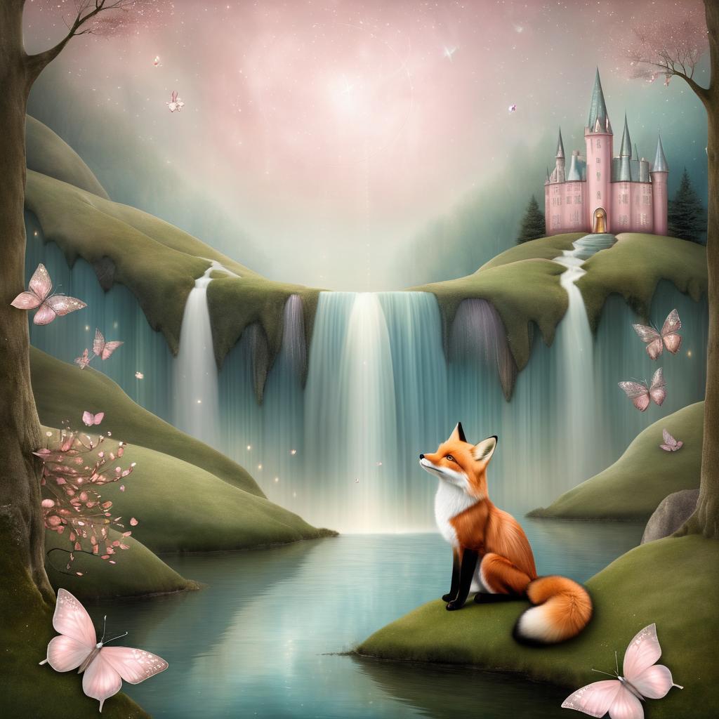 Surreal Fox and Butterfly Encounter