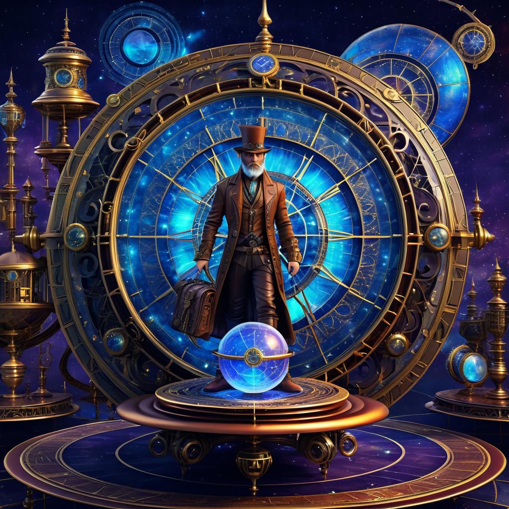 Mystical Steampunk Scholar in Space-Time