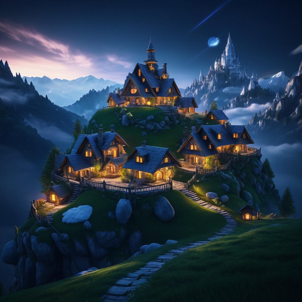 Enchanted Mountain Village at Dusk