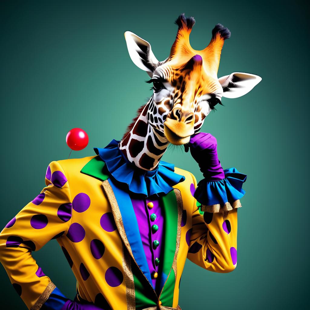 Whimsical Giraffe Jester Pose