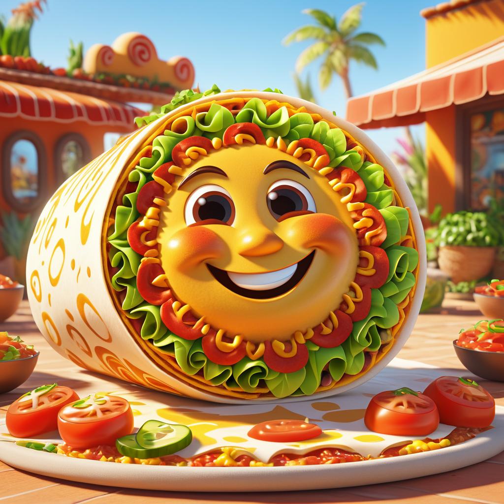 Joyful Burrito Art in 3D Style