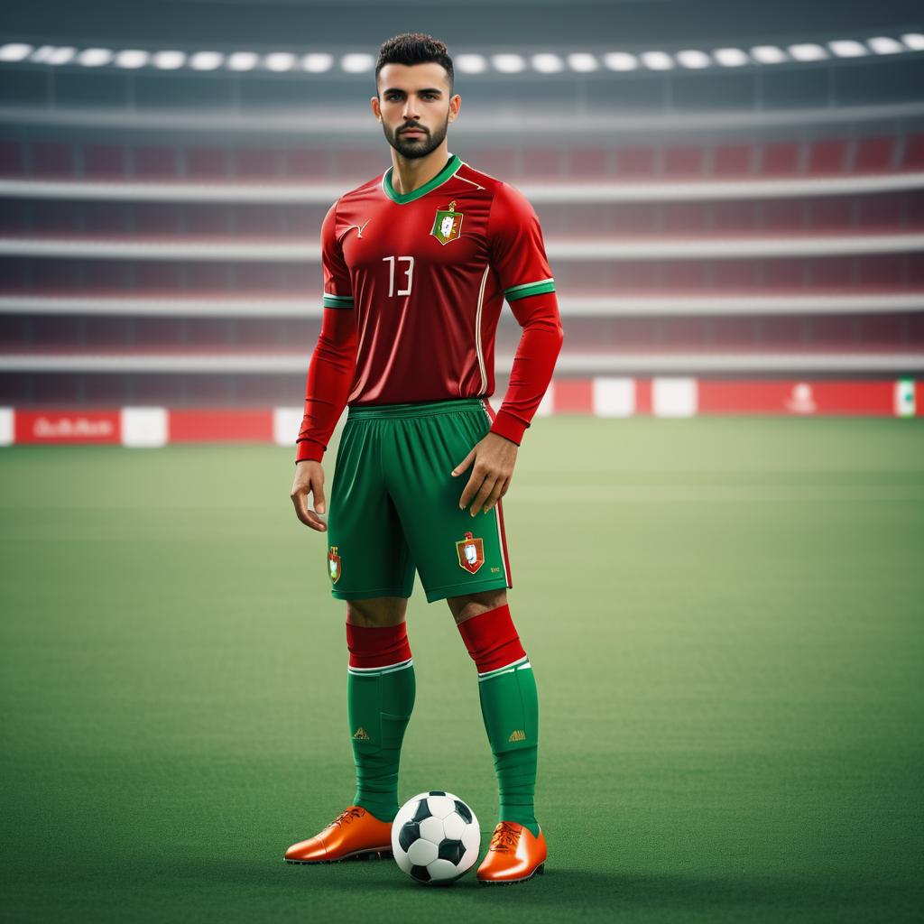 Futuristic Portuguese Soccer Player in Action