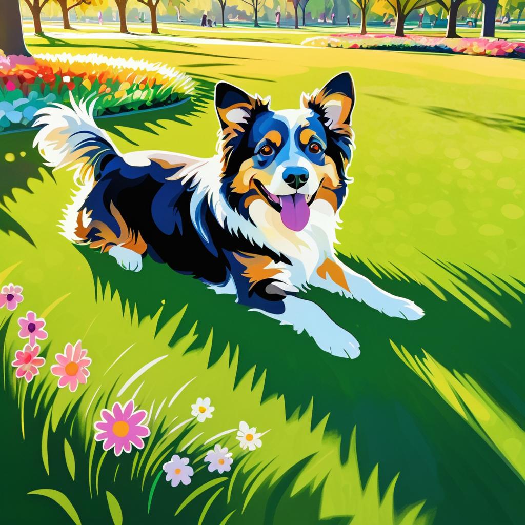 Playful Dog in Vibrant Park Scene