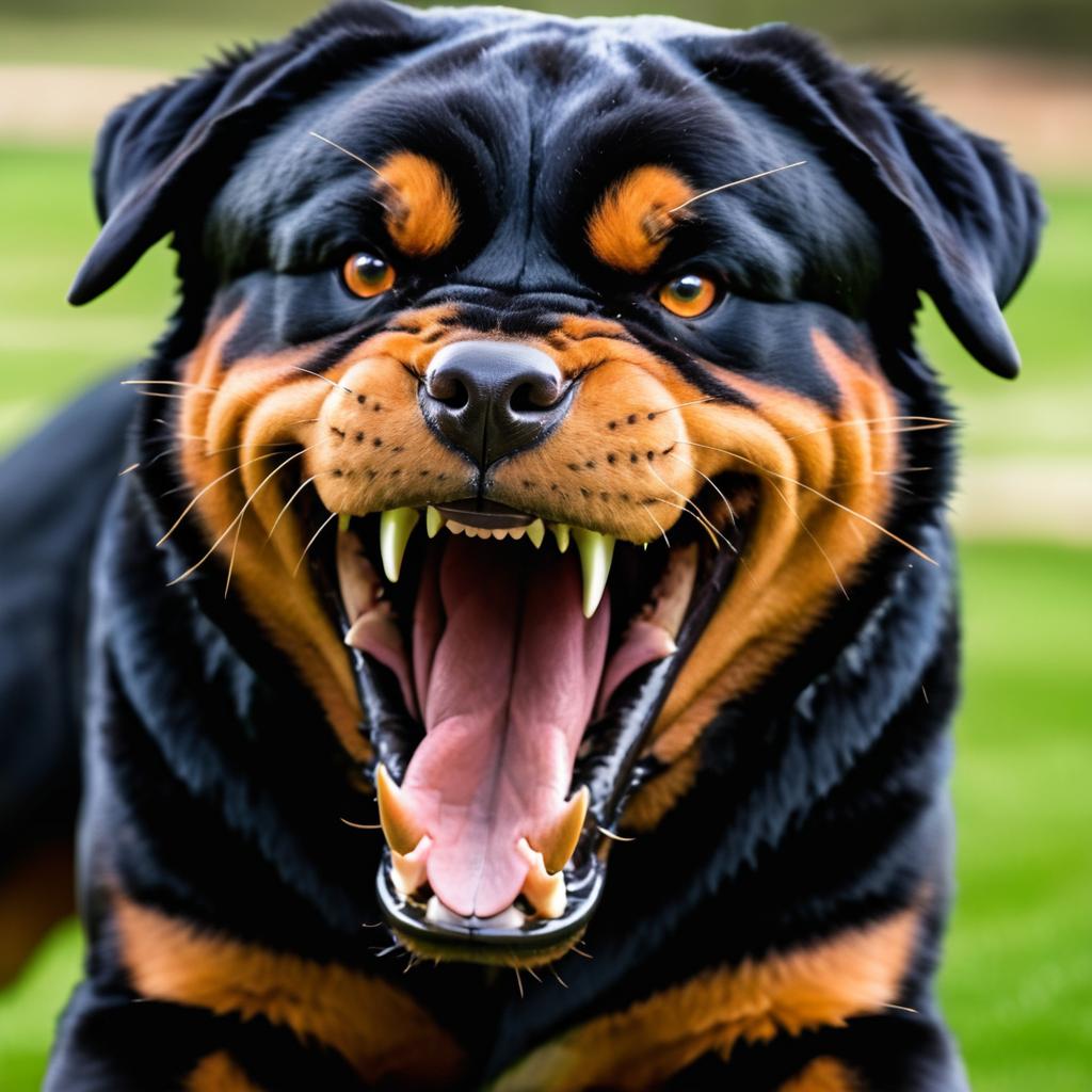 Fierce Rottweiler Displaying Power