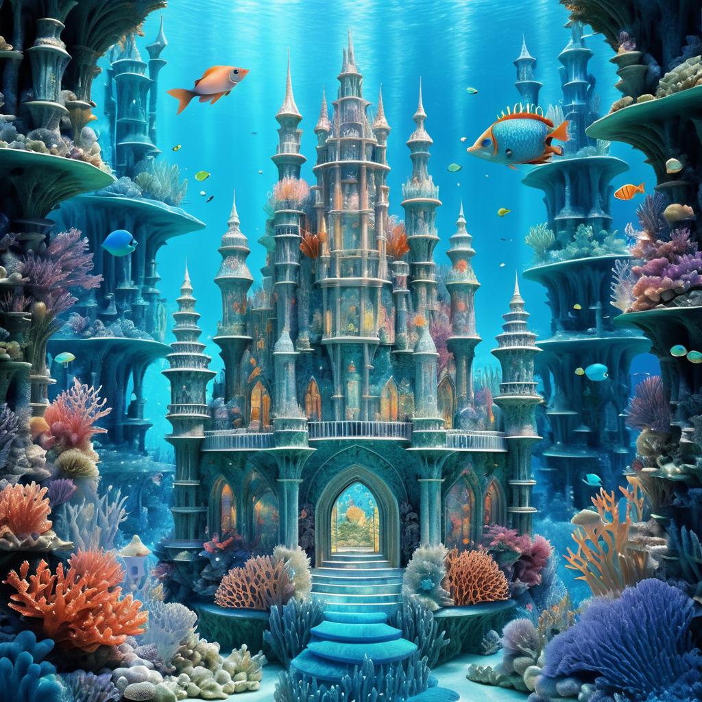 Intricate Underwater Coral Castle Fantasy