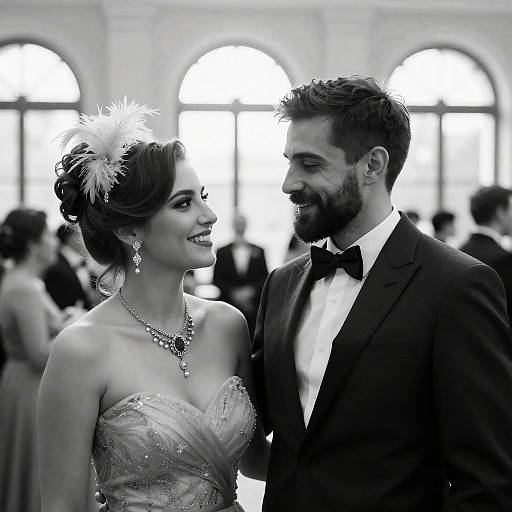 Elegant Couple in Vintage Black and White