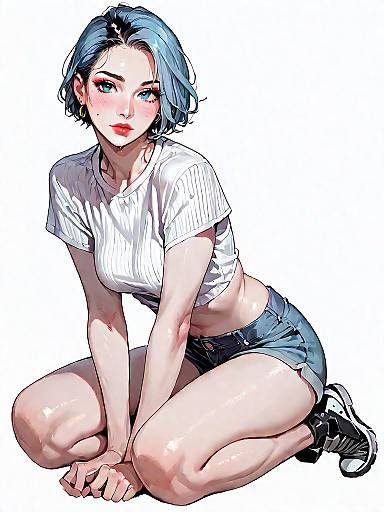 Realistic Sporty Woman in Cropped Tee