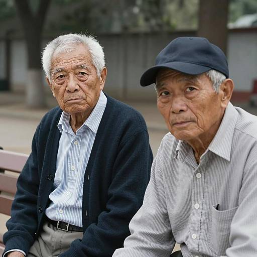 Outdoor Portrait of Two Elderly Men