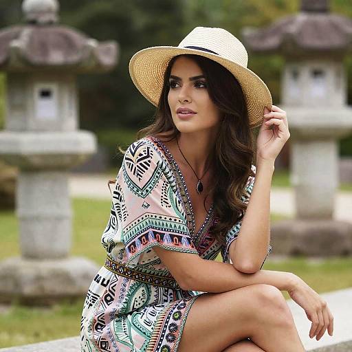 Bohemian Woman in Zen Garden