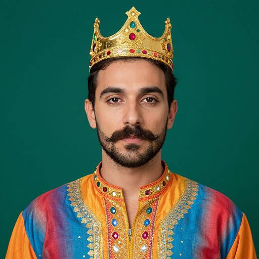 Regal Man in Colorful Outfit