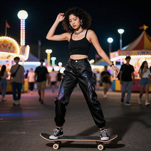 Glam Punk Skateboarder Neon Carnival