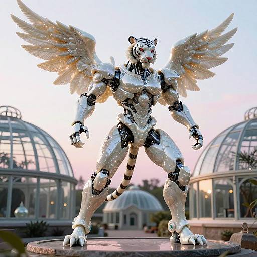 Luminous Pearl Tiger Android Warrior