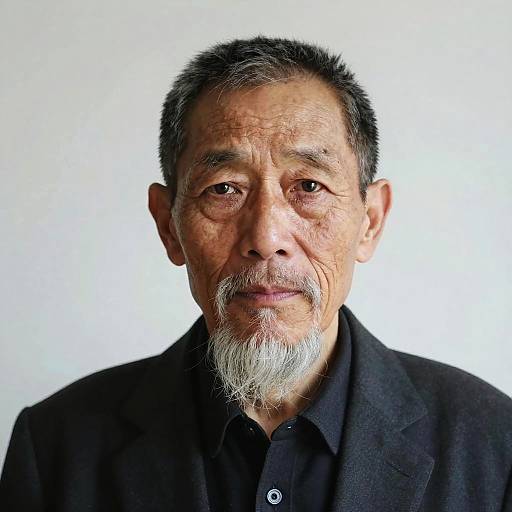 Portrait of Elderly Chinese Man in Black Suit