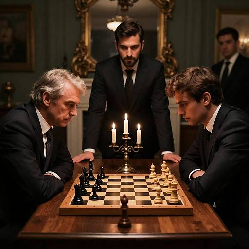 Intense Chess Match in Elegant Setting